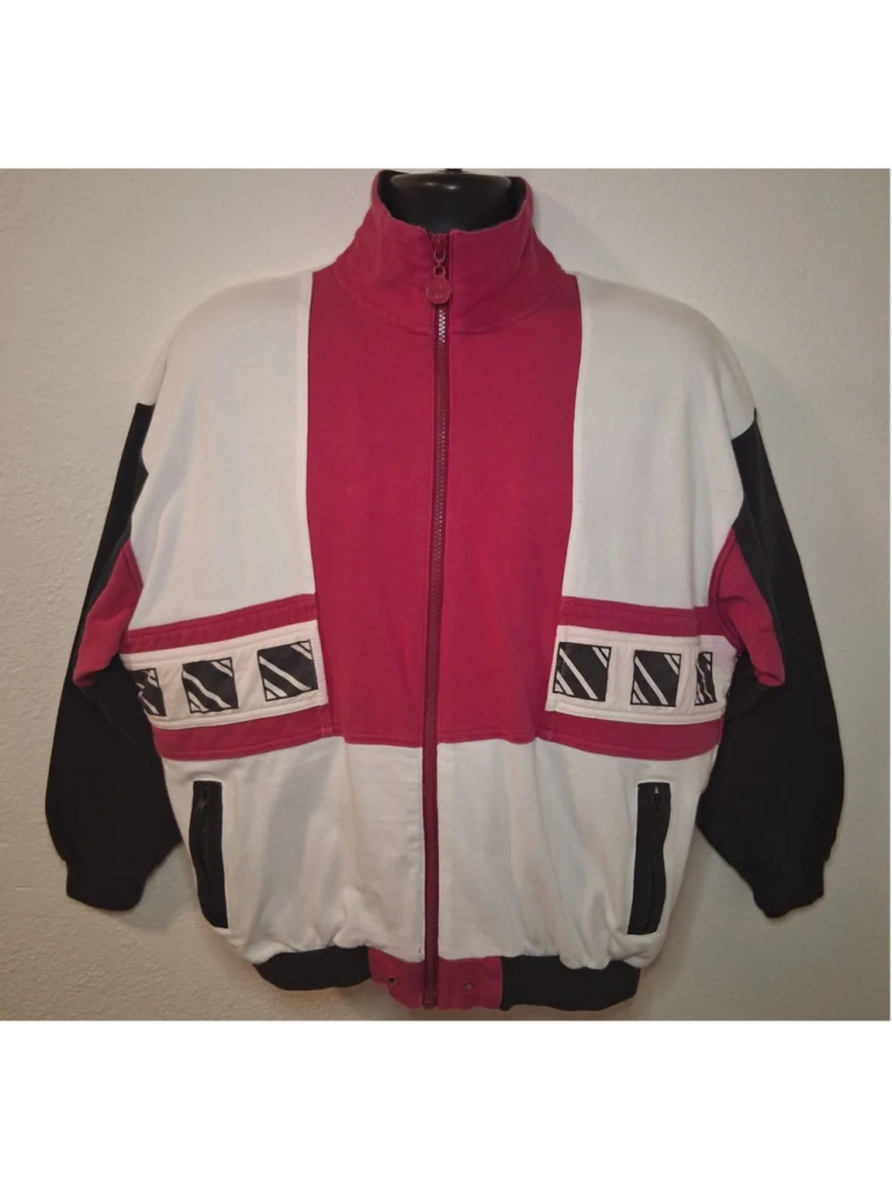 Vintage 80s 90s Adidas Men's Medium Cotton Bomber Track Jacket Colorblock *READ*